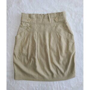 BCBGMAXAZRIA Skirt High Waist Linen Mini Beige Size 06